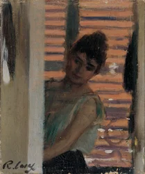 Femme devant un store persan